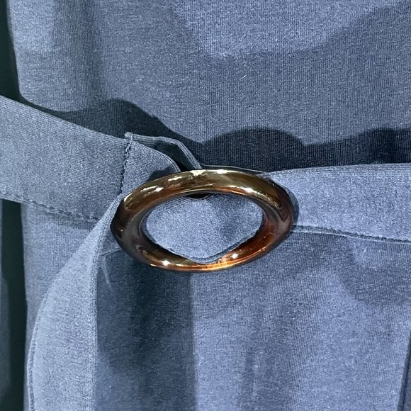 Roolee Wide Leg V-Neck Short Sleeve Neptune Navy Jumpsuit Adjustable Waist Belt - Picture 11 of 12